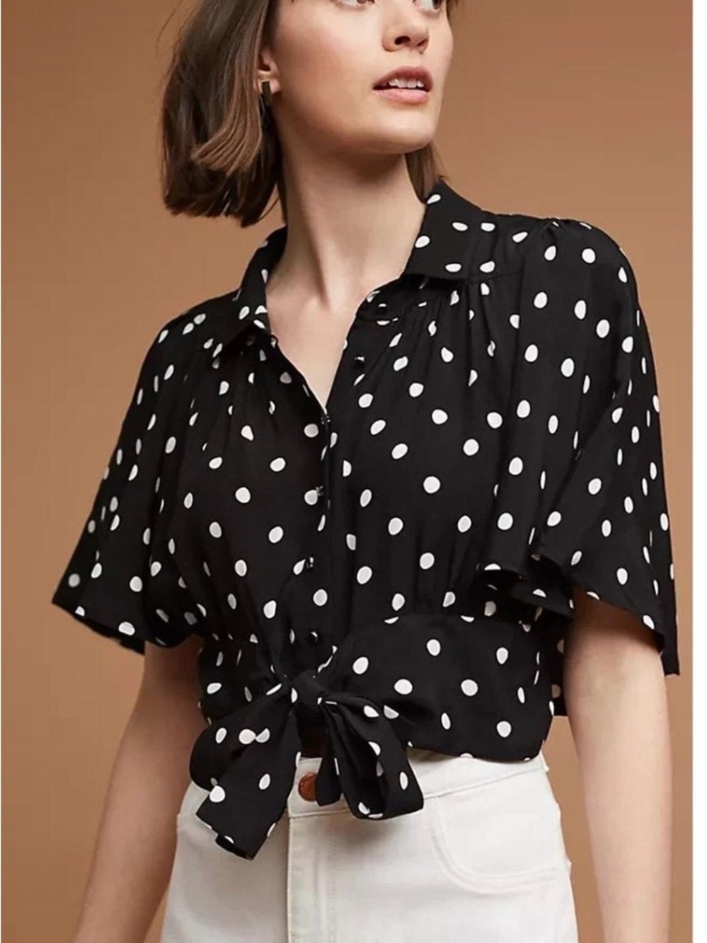 Maeve Anthropologie Canna Polka Dot Blouse - Small